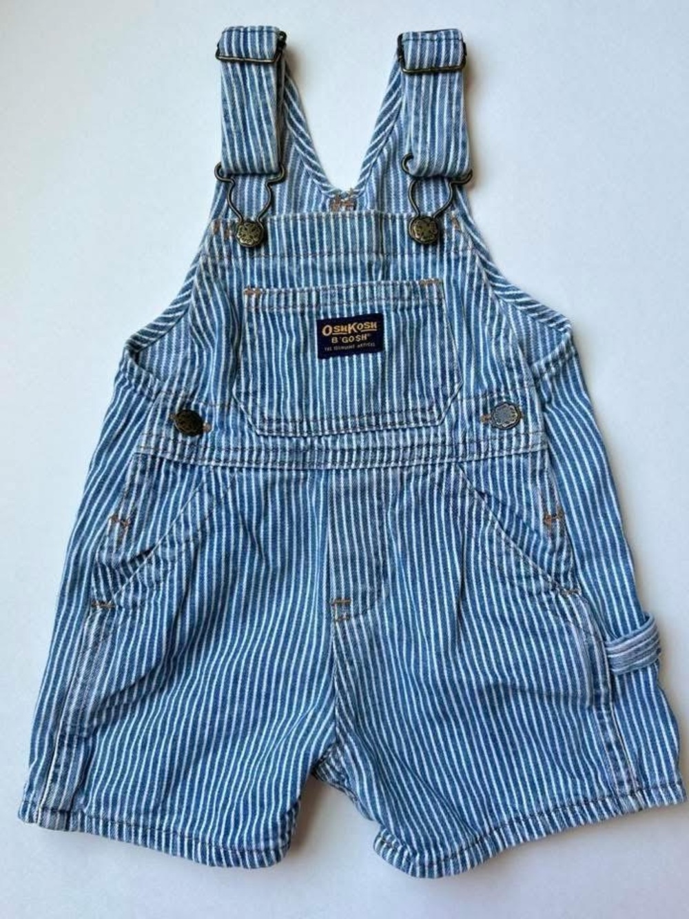 Vintage OshKosh B'gosh Blue Striped Shortall Overalls for Kids